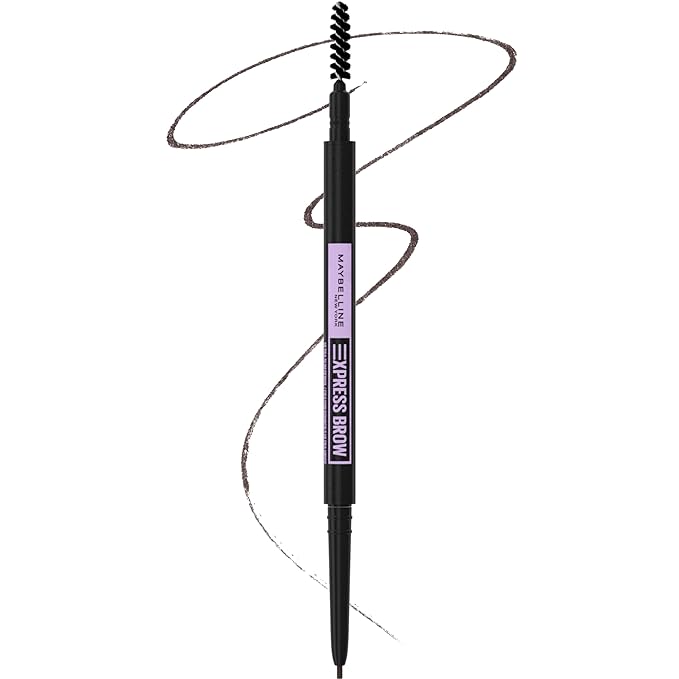 Maybelline Express Brow Ultra Slim Eyebrow Makeup, Brow Pencil with Precision Tip and Spoolie for Defined Eyebrows, Black Brown, 1 Count