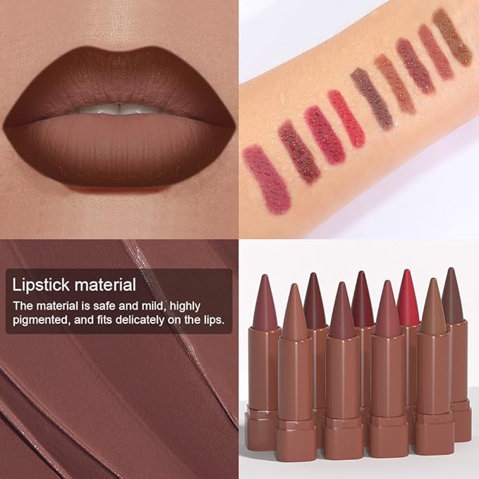 3Pcs Matte Lip Crayon Lip Liner and Lipstick Combo Sets, Gradient Matte Lip Bar Lipstick And Lip Liner Set, Contour Gradual Ombre Effect Lip Pencil For Old Women, Long Lasting Waterproof Smudge Proof