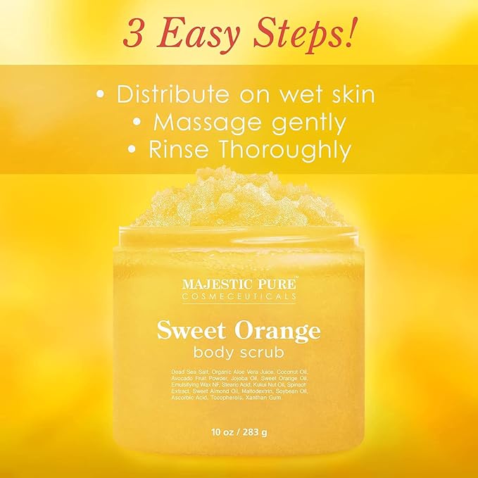 Majestic Pure Sweet Orange Scrub (10 oz) and Tea Tree Scrub (10 oz) Bundle