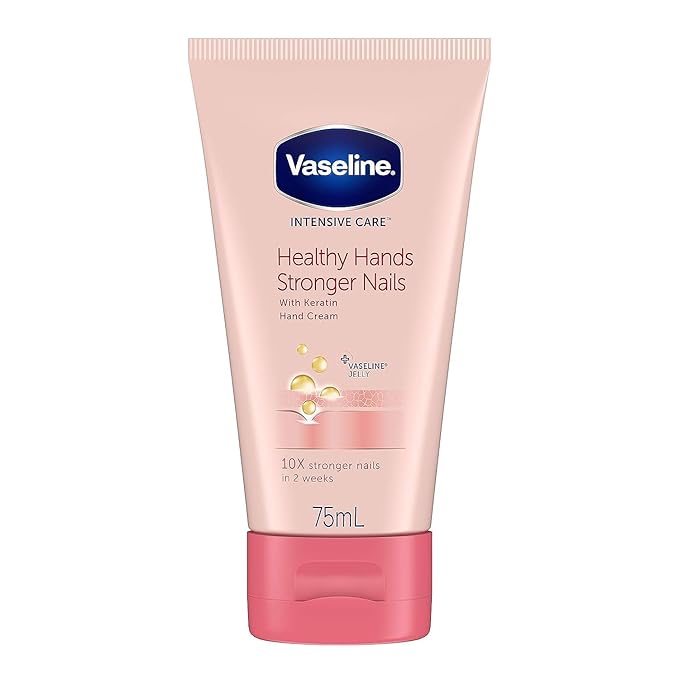 Vaseline Hand Cream for Very Dry Hands, Intensive Care Healthy Hands Stronger Nails Cream 75 ml
