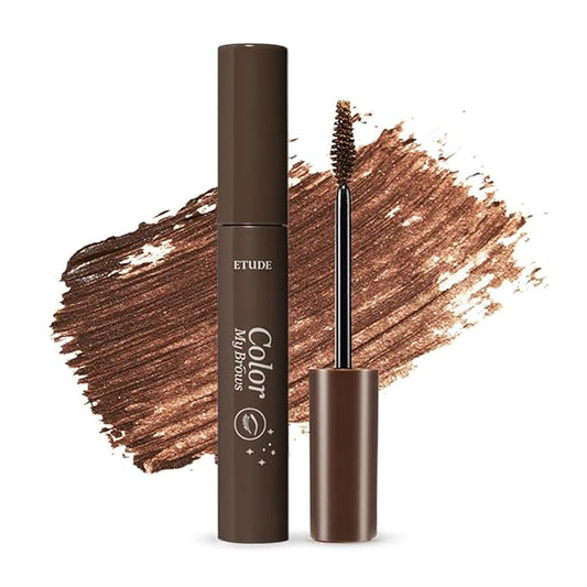 ETUDE Color My Brows Big Size - Rich Brown (9g) | Beeswax & Carnauba Wax | Eyebrow Mascara, Quickly Fixing Natural Eyebrow Makeup with Care Effect | Korean Makeup, Kbeauty