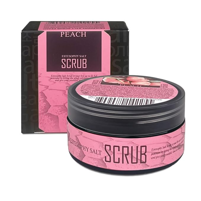 Estesophy Salt Scrub_Peach Korean Salt Body Scrub, Salt Massge, Salt Soap, Body Care, Peach Salt Shower 4.2oz (120g)