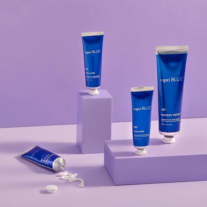 Capri Blue Hand Cream for Dry Cracked Hands – Watery Moon Moisturizing Jojoba Oil & Shea Butter Lotion – Dry Hand Cream Travel Size Tube – Paraben, Sulfate, Cruelty-Free Vegan Lotion (3.4 Oz)