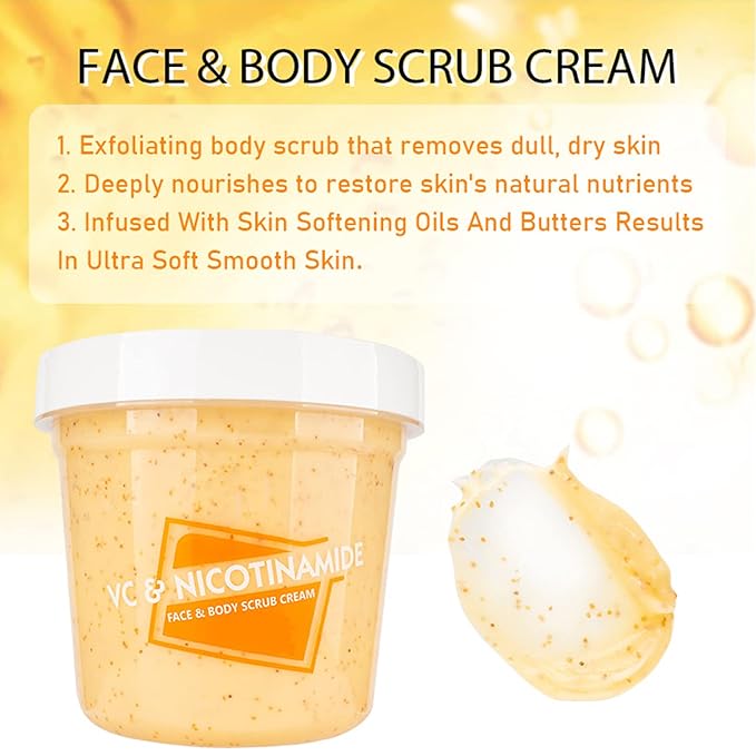 Face Neck Body Skin Scrub Cream VC Nicotinamide Removes Dead Cells 300ml/10.58fl.oz
