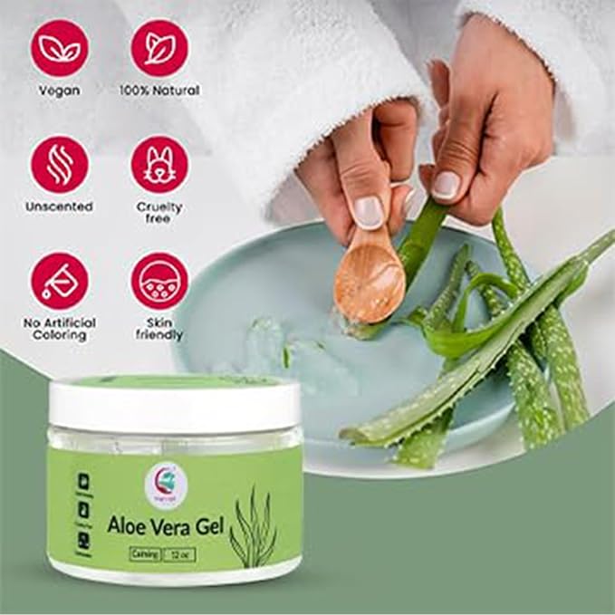 Aloe Vera Gel 12 oz | Unscented Aloe Vera For Face, Skin, Scalp & Hair | by Yogi’s Gift®