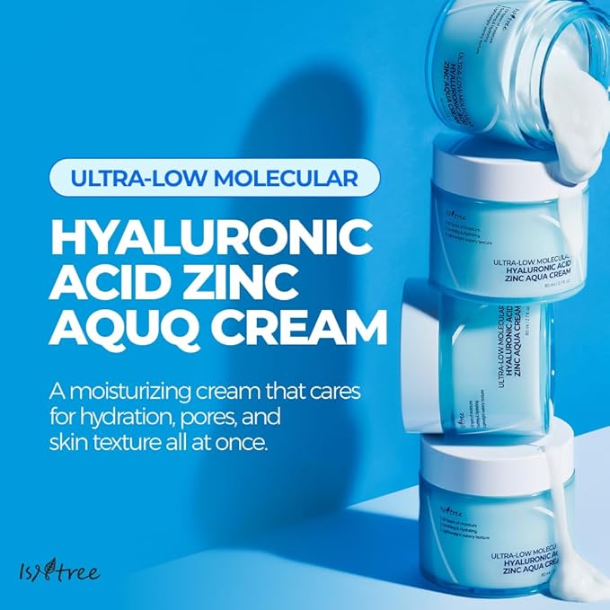 IsNtree ISTREE Zinc Aqua Cream 30ml, 1.01 fl oz | Korean Skincare | Ultra-Low Molecular Hyaluronic Acid | Pore Refining & Oil Control | Cooling & Hydrating Gel Cream