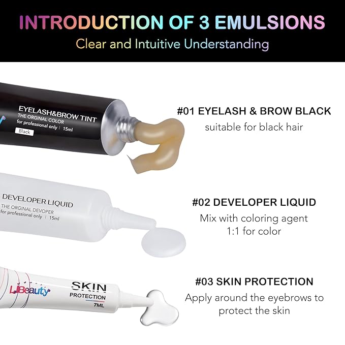 Libeauty Lash Color Kit Black Eyelash Color Volumizing Eyebrow Hair Coloring Kit DIY Use At Salon Or Home Natural Eyelash Treatment
