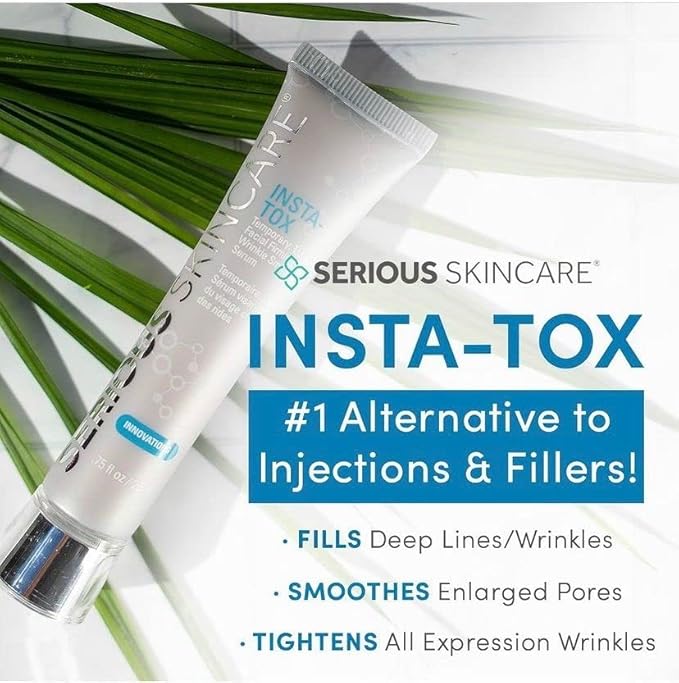 Serious Skincare INSTA-TOX Instant Wrinkle Smoothing Skin Serum TRIO - Temporarily Tightens Face - Instantly Reduce Appearance of Lines, Wrinkles & Large Pores - For Women & Men - .75 Fl. Oz. (3Pack)