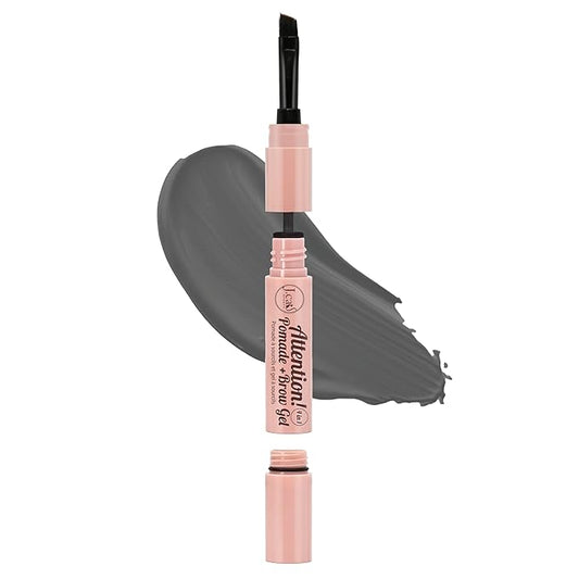J.Cat Beauty 4 in 1 Brow Pomade and Translucent Brow Gel with Angled Brush and Spoolie to Shape and Tame the Eyebrows, Soft Charcoal