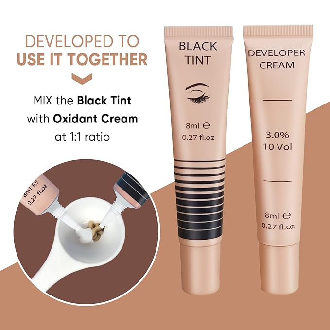 Lash Color Kit - Professional Eyelash and Brow Color with Natural Black Effects, Safe & Easy to Use 8ml