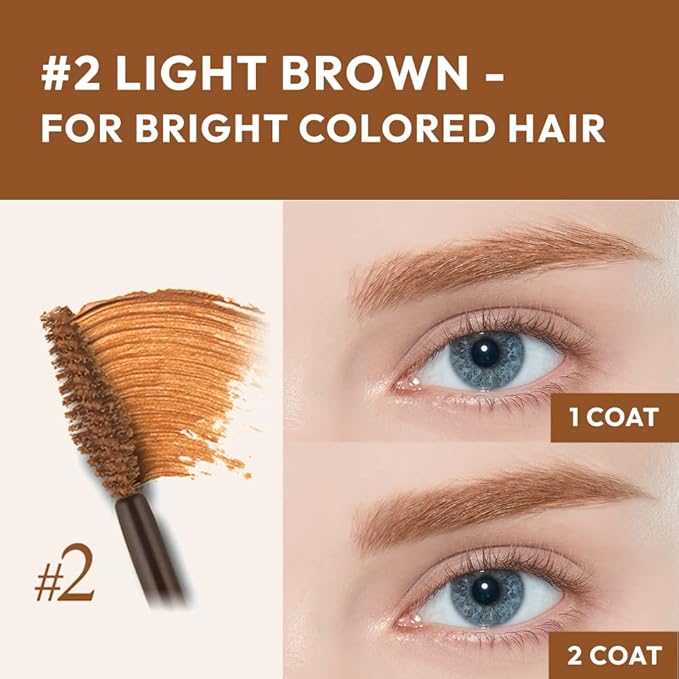 ETUDE Color My Brows - Light Brown (4.5g) | Beeswax & Carnauba Wax | Eyebrow Mascara, Quickly Fixing Natural Eyebrow Makeup with Care Effect | Korean Makeup, Kbeauty