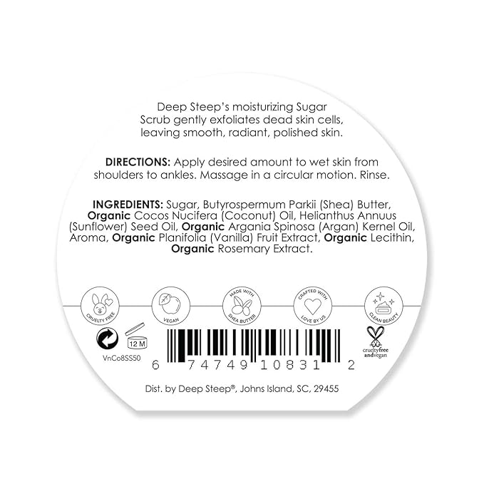 Deep Steep Sugar Scrub, 8oz (Vanilla Coconut)