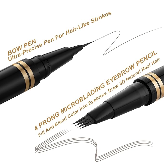 Microblading Eyebrow Pen Kit - Waterproof Brow Makeup Set with Eyebrow Pencil, Eyebrow Gel Clear, Eyeliner, Dual-ended Eyebrow Brush, Natural Looking Brows with Long-Lasting All-Day Hold - Gray