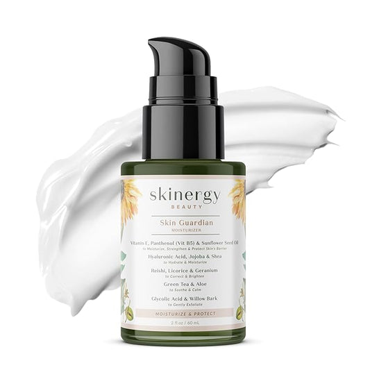 Skinergy Beauty Skin Guardian Moisturizer for Normal, Dry, Combination Skin - Glycolic Acid, Hyaluronic Acid, Vitamin E- Moisturizes, Protects, Brightens - 2 FL