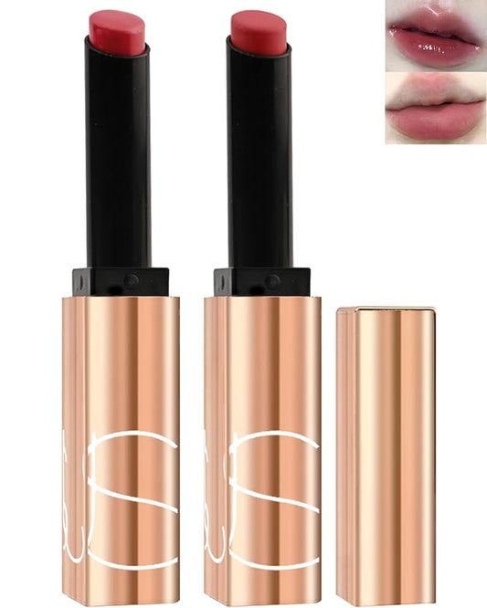 Matte & Hydrating Lipstick Kit-2Pcs Nude Red Lipcolor Moisturizing Velvet Tinted Lip Balm Lip Tint Stain, Non-stick Cup Longlasting Waterproof Lip Gloss Lipgloss Lipstain,Makeup Gift for Women-03+06