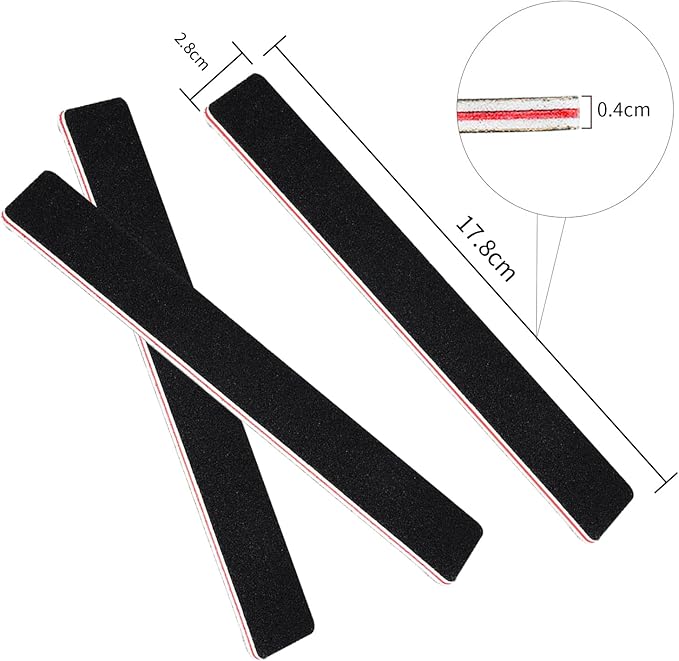 10 Pack 100/180 Grit Nail Files, Black Professional Reusable Emery Boards Manicure Tool for Acrylic Nails, Nail Buffering Files, Rectangle Shape