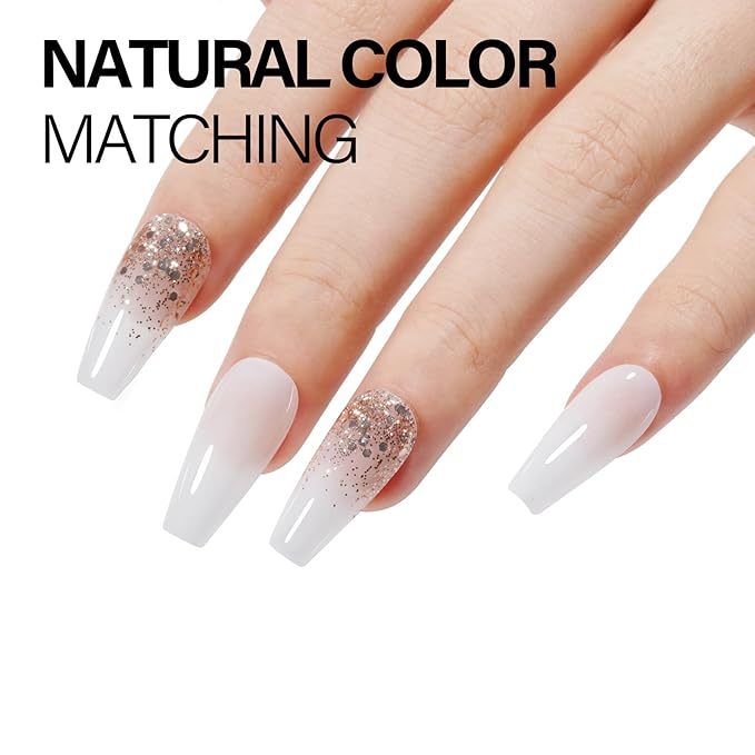 AILLSA Milky White Dip Powder Nude Nail Dipping Powder Translucent Jelly Dip Powder Colors for DIY Manicure Salon at Home Easy to Use Neutral Nail Dip Powder for Valentine's Day Gift (1 Oz)