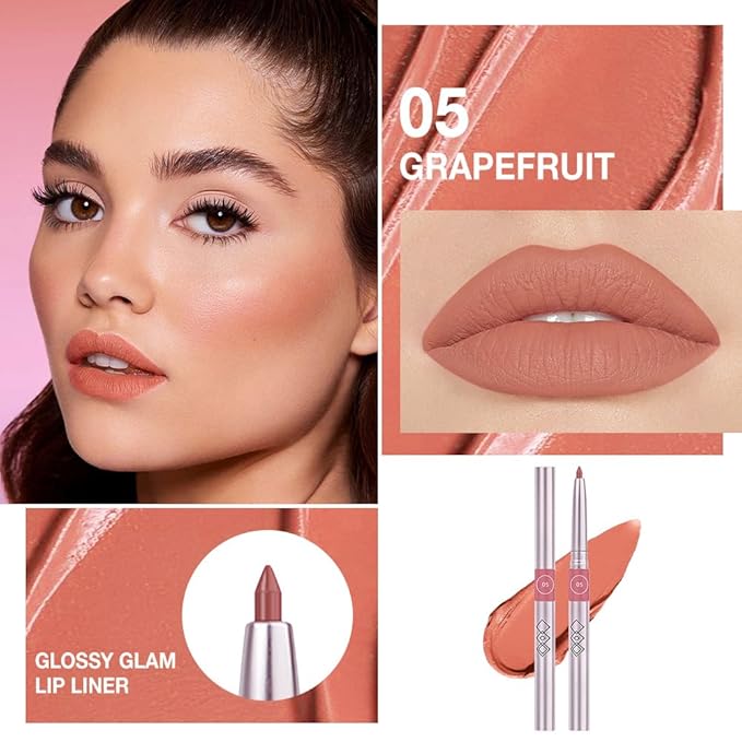 Retractable Lipliner Pencil Waterproof Makeup for Lip Liner and Eye Liner, Smooth and Creamy, Long Lasting Matte Finish, Vegan Beauty, Matte Velvet Pigmented Lip Liner (05#Grapefruit Red, 1)