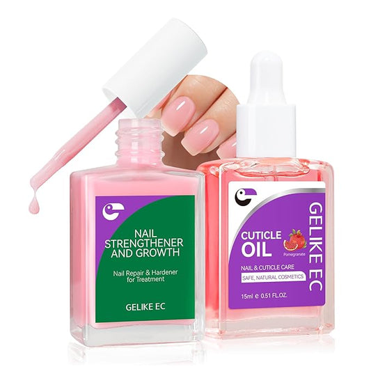 Natural Nail Growth Treatment & Oil Kit: Rose & Pomegranate Nail Care Set - Deep Repair for Damaged Nails - Rich Winter Scent - Cruelty-Free Vegan Formula