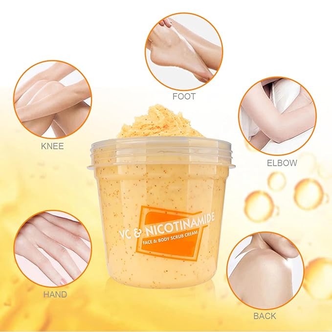 Face Neck Body Skin Scrub Cream VC Nicotinamide Removes Dead Cells 300ml/10.58fl.oz