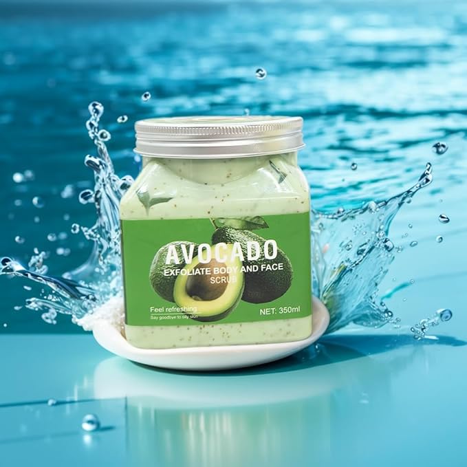 Body Scrub Exfoliator Set,Exfoliating Face Hand Foot Body Scrub,Self Skin Care Deep Cleansing Exfoliating for Oily Skin,Set Includes Coconut and Avocado Botanical Extract Scrub and a Loofah Pad
