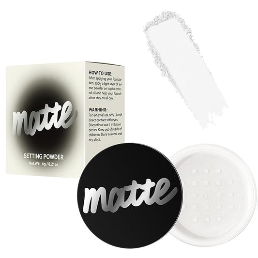 Face Loose Setting Powder, Translucent Long-lasting Waterproof Concealer Powder Light Breathable Oil-controlling, Smooth Matte Finish for Daily Face Makeup (01# White, 0.21 oz)