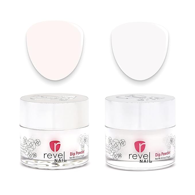 Revel Nail Dip Powder - Clear and French Powder Dip Nail Polish, Chip Resistant Dip Nail Powder with Vitamin E and Calcium, DIY Manicure, Vivien & Veronica