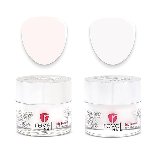 Revel Nail Dip Powder - Clear and French Powder Dip Nail Polish, Chip Resistant Dip Nail Powder with Vitamin E and Calcium, DIY Manicure, Vivien & Veronica
