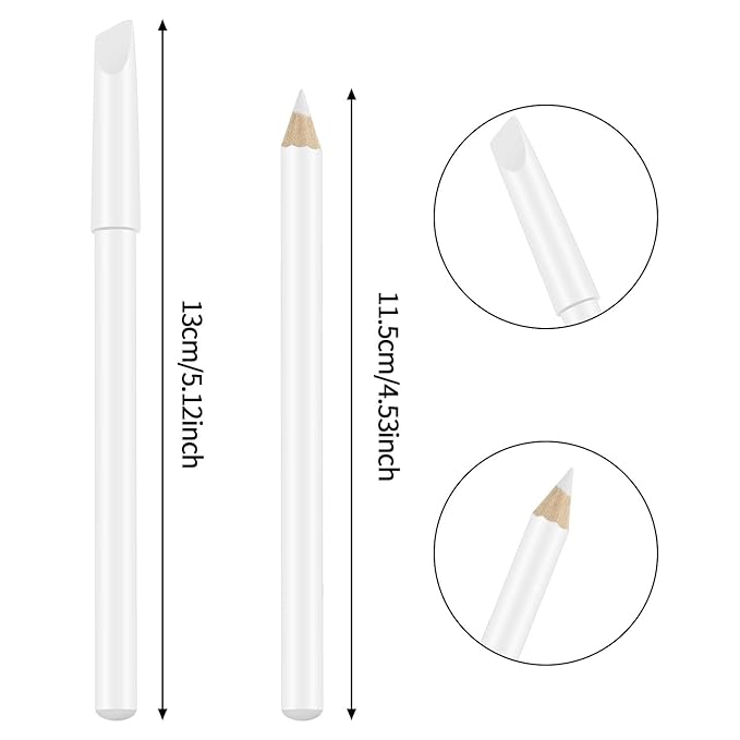 6 Pieces White Nail Pencils 2-In-1 Nail Whitening Pencils with Cuticle Pusher for French Manicure Supplies
