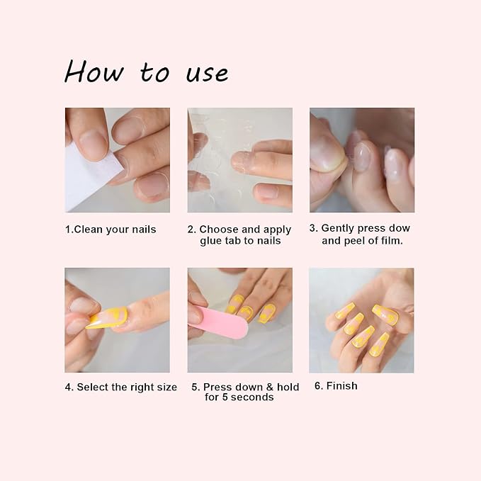 10 Sheets (240pcs) Doubld Side Jelly Glue Stickers for Press on Nails Adhesive Tabs Sticky, Breathable Transparent Tabs Glue Flexible for Acrylic False Nails Tape - Yellow