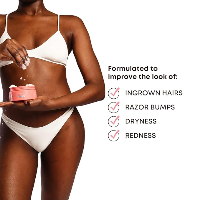 Bushbalm Ingrown Hair Exfoliating Scrub - Reduces Appearance of Ingrown Hairs and Razor Bumps, Soothes Skin and Post-Shave Redness - Watermelon Sugar, 236 ml