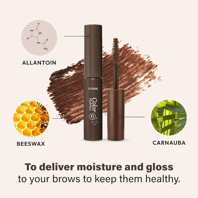 ETUDE Color My Brows - Light Brown (4.5g) | Beeswax & Carnauba Wax | Eyebrow Mascara, Quickly Fixing Natural Eyebrow Makeup with Care Effect | Korean Makeup, Kbeauty