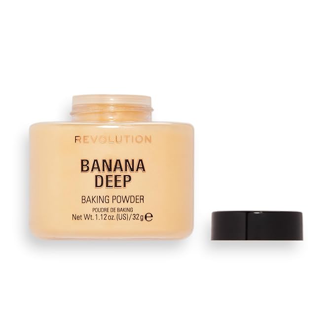 Revolution, Loose Baking Powder, Makeup Setting Powder, Long Lasting Coverage, Mattifies & Reduces Shine, Banana Deep, 1.13 oz