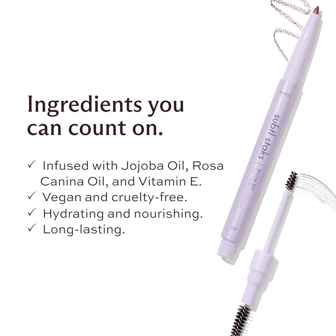 3-in-1 Brow Pencil - Vegan, Smudge-Proof, with Spoolie Brush and Clear Gel - Best Eyebrow Pencil for Fluffing, Filling, and Setting Brows, Medium Brown
