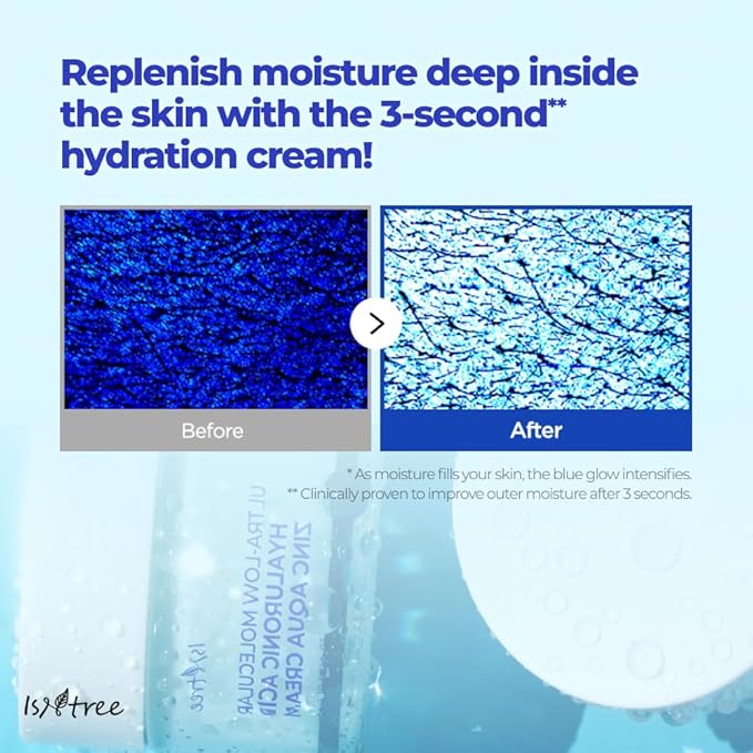 IsNtree ISTREE Zinc Aqua Cream 30ml, 1.01 fl oz | Korean Skincare | Ultra-Low Molecular Hyaluronic Acid | Pore Refining & Oil Control | Cooling & Hydrating Gel Cream