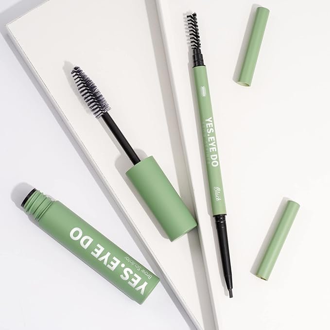Brow Kit, Stronghold Clear Brow Gel Sculptor and Ultra Slim Long-lasting Microfilling Eyebrow Pencil Definer All in One Eyebrow Makeup Kit for Brow Lamination Look, Black