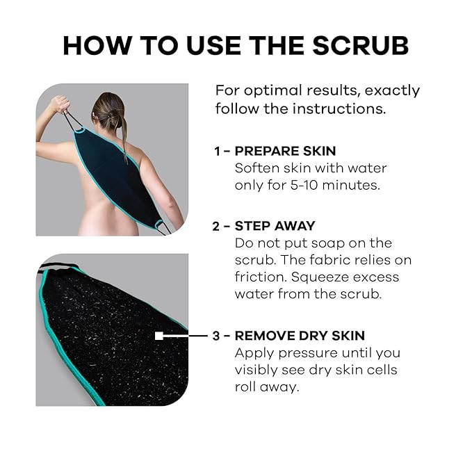 Dermasuri Deep Exfoliating Body Mitt & Back Scrub Bundle - Bath & Shower Body Scrubs, Cleansing & Full Body Exfoliation, Spa Exfoliator Glove, Dry Skin Remover, Skin Care Treatment for Women & Men