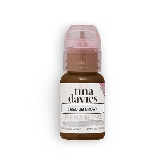 Tina Davies Professional X Perma Blend Brow Pigment - Permanent Eyebrow Makeup - Colours Heal True to Tone - High Retention - Medium Brown, 1/2oz
