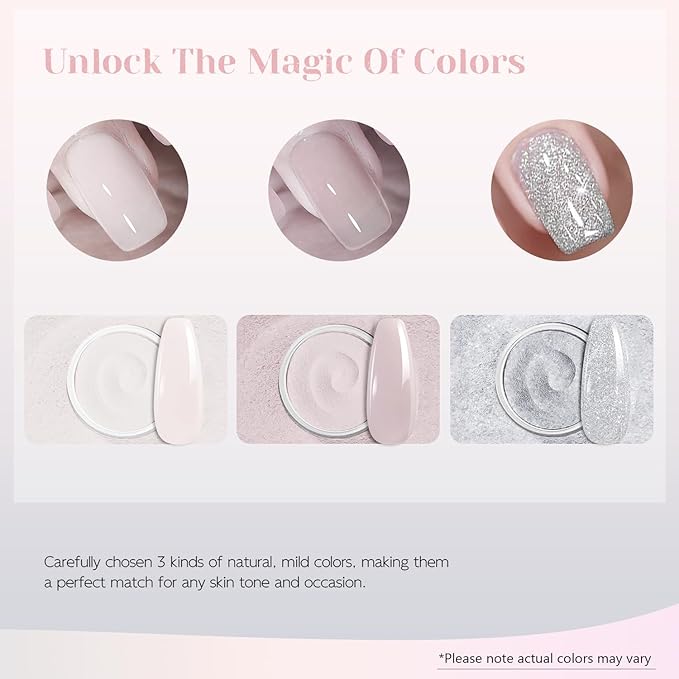 Dip Powder Nail Kit Starter, All Seasons Light Bean Paste Red Silver Glitter Dipping Powder Liquid Set with Base Top Coat and Activator for Nail Art Manicure Salon DIY 9 Pcs