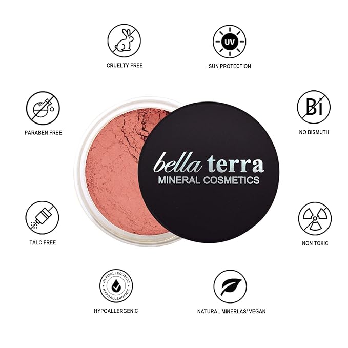 Bellaterra Cosmetics Mineral Loose Blush - Contouring, Long Lasting, Illuminating in 5 Shades for All Skin Types. (Unadulterated Life, 9g)