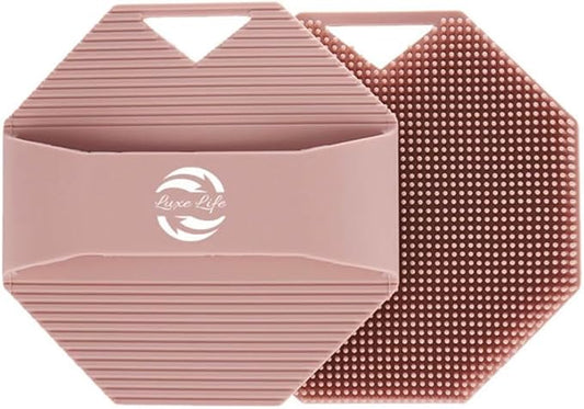 Exfoliating Silicone Body Scrubber for Men and Women, Comfortable for Everyday Face and Body Use, Reusable with a Handle for Easy Hanging Storage. (Tan, Grey or Pink)