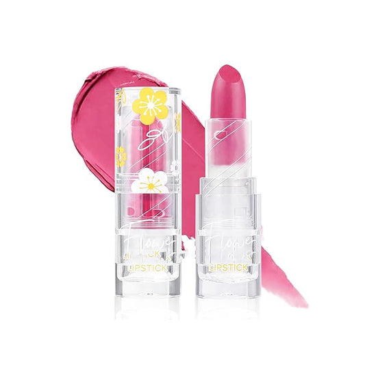 Flower Matte Lipstick, Moisturize Long Lasting Lock in Color Velvet Waterproof Non-Stick Cup Premium Matte Lipstick for Women Girls(#07)