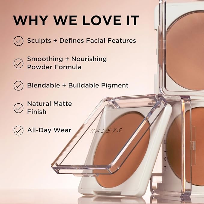 HALEYS Re-sculpt Smoothing Contour Powder (Medium) Lightweight, Non-Caking, Nourishing & Skin-Softening, Infused with Shea Butter & Chamomile Flower Water to Soothe Skin