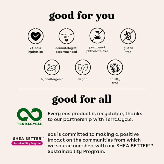 eos Shea Better Hand Cream - Vanilla Cashmere Hand Lotion | Instant Hydration + Lasting Protection | 2.5 oz