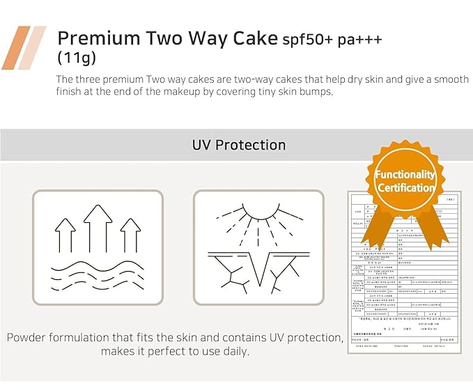 Enough Premium Ultra X10 Two Way Cake SPF50, Korean Makeup Setting Powder Foundation, Face Powder with Collagen, Tattoo Cover Up - Refill Including (#21 Skin Beige, 0.39 oz)