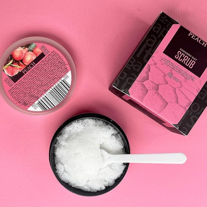 Estesophy Salt Scrub_Peach Korean Salt Body Scrub, Salt Massge, Salt Soap, Body Care, Peach Salt Shower 4.2oz (120g)