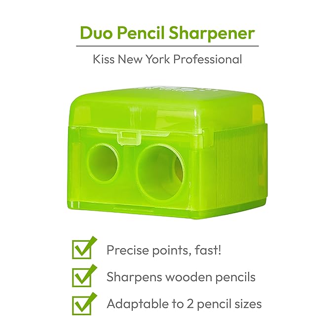 Professional Duo Pencil Sharpener, Convenient, Essential Tool for Eye liner, Lip liner, Sharpens, Easy To Clean, Compact (Sharpener)