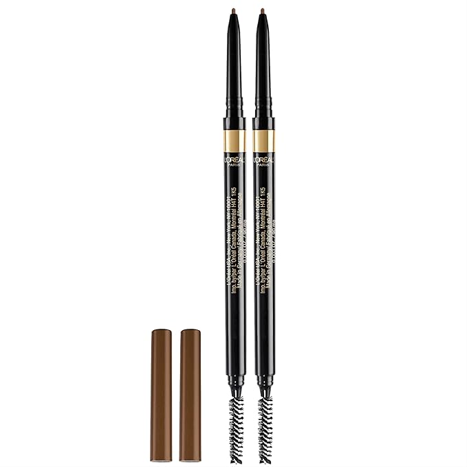 L'Oreal Paris Makeup Brow Stylist Definer Waterproof Eyebrow Pencil, Ultra-Fine Mechanical Pencil, Draws Tiny Brow Hairs and Fills in Sparse Areas and Gaps, Light Brunette, 0.003 Ounce (Pack of 2)