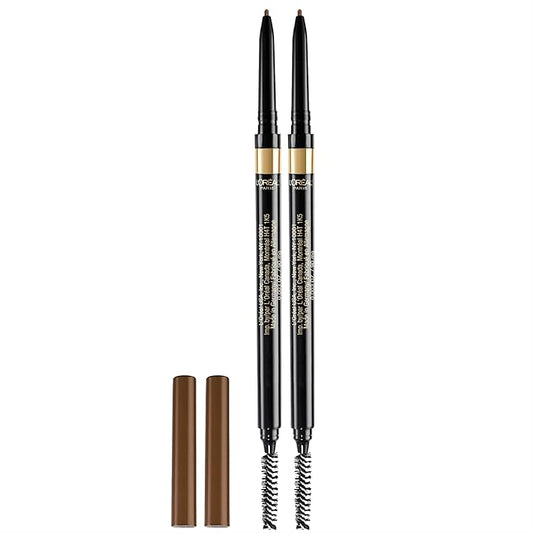 L'Oreal Paris Makeup Brow Stylist Definer Waterproof Eyebrow Pencil, Ultra-Fine Mechanical Pencil, Draws Tiny Brow Hairs and Fills in Sparse Areas and Gaps, Light Brunette, 0.003 Ounce (Pack of 2)