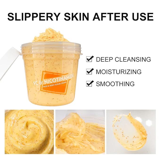 Face Neck Body Skin Scrub Cream VC Nicotinamide Removes Dead Cells 300ml/10.58fl.oz